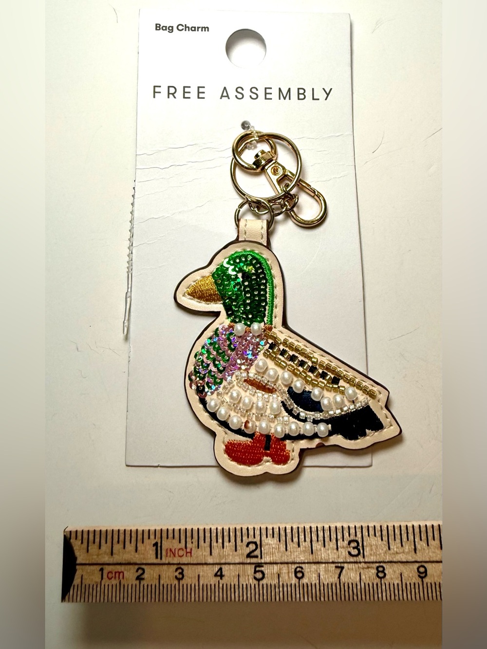 * Sequined Duck Keychain/Bag Charm with Pearl Accents